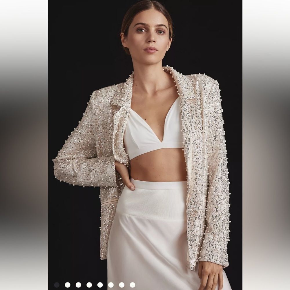 MABLE Pearl Sequin Mix Blazer size XS made for Anthropologie
